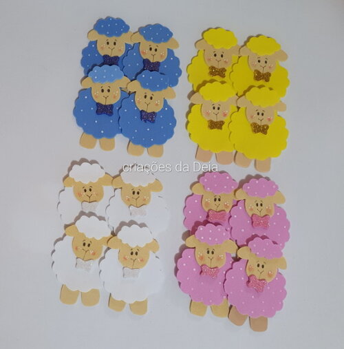 Ovelhinhas 7 cm - Mini Ovelhas de Eva para Aplique