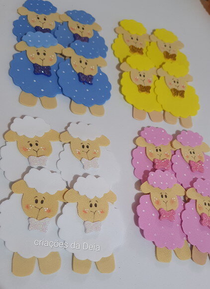 Ovelhinhas 7 cm - Mini Ovelhas de Eva para Aplique