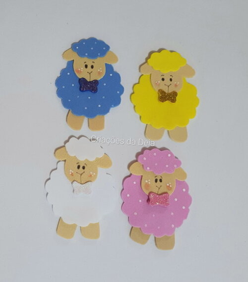 Ovelhinhas 7 cm - Mini Ovelhas de Eva para Aplique