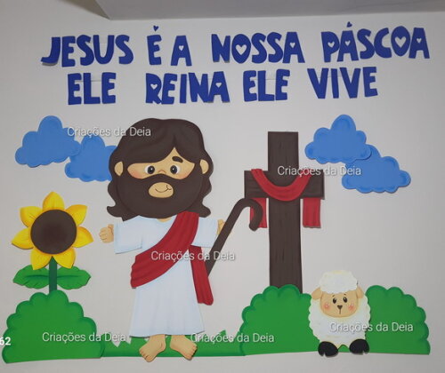 Painel da Páscoa Cristã Jesus 120cm em Eva