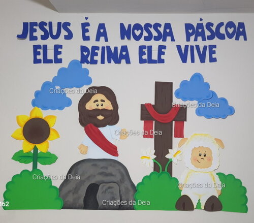 Painel da Páscoa e Ressurreição de Jesus 120cm em Eva