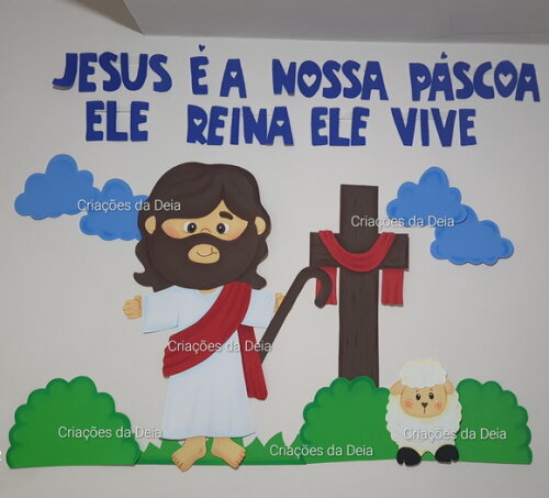 Painel da Páscoa Cristã Jesus 120cm em Eva