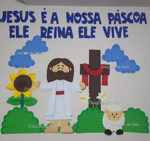 Painel da Páscoa e Ressurreição de Jesus 120cm em Eva