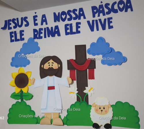 Painel da Páscoa e Ressurreição de Jesus 120cm em Eva