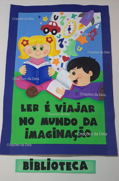 Painel de Incentivo a Leitura Crianças Biblioteca 80x60cm