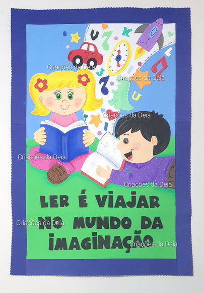 Painel de Incentivo a Leitura Crianças Biblioteca 80x60cm