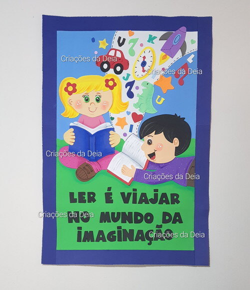 Painel de Incentivo a Leitura Crianças Biblioteca 80x60cm