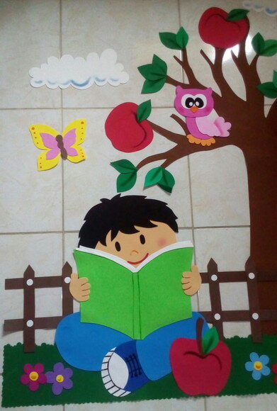 Painel Decorativo para Escola (kit Completo) Crianças Lendo