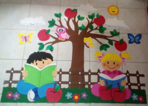 Painel Decorativo para Escola (kit Completo) Crianças Lendo