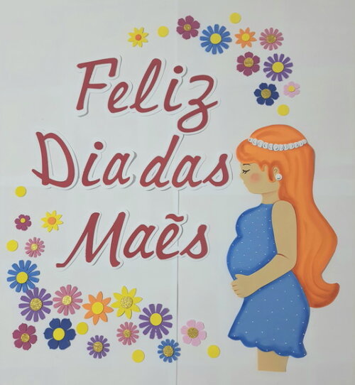 Painel Feliz Dia das Mães -mulher Grávida em Eva