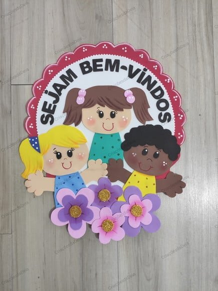 Placa de Bem Vindo para Porta - Crianças em Eva