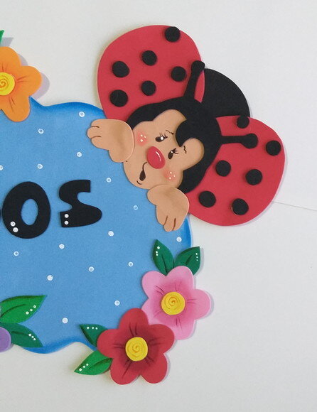Placa de Eva Bem Vindo para Porta - Joaninhas