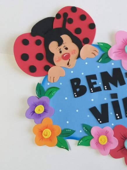 Placa de Eva Bem Vindo para Porta - Joaninhas