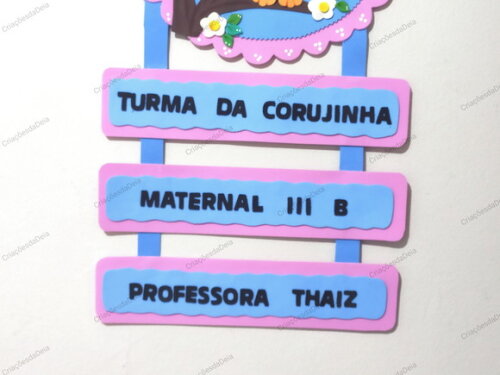 Placa de Eva para Porta Bem Vindos Sala de Aula Tema Coruja