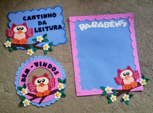 Placa de Parabéns em Eva para Mural Tema Coruja