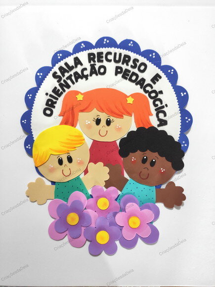 Placa de Porta Sala Recurso e Orientação Pedagógica em Eva