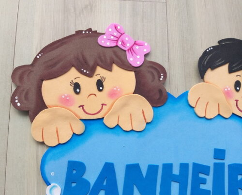 Placa para Porta de Banheiro - Crianças
