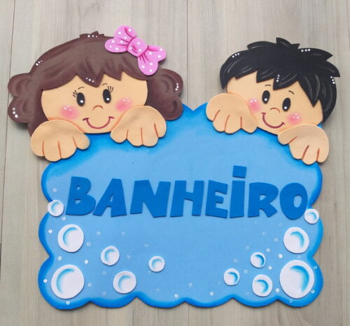 Placa para Porta de Banheiro - Crianças