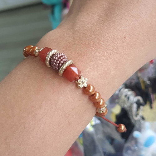 Pulseira de Contas Micangas Pulseira Gold Bijuteria