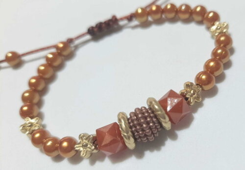 Pulseira de Contas Micangas Pulseira Gold Bijuteria