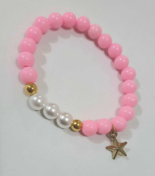Pulseiras Coloridas Cores com Tons Rosas e Pingente