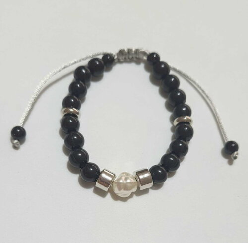 Pulseiras com Tons Pretos e Prata Unissex