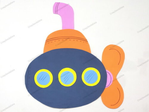 Submarino Grande 60 x 55 cm - Fundo do Mar em Eva