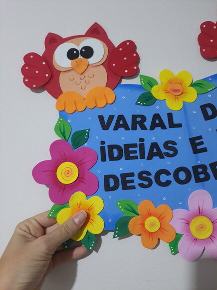 Varal das Ideias e Descobertas para Escola em Eva - Corujas