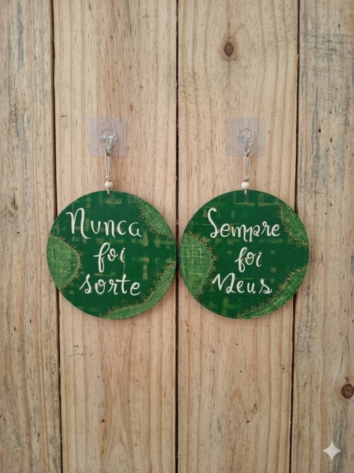 Kit 2 Placas MDF 20cm Nunca Foi Sorte Sempre Foi Deus Xadrez