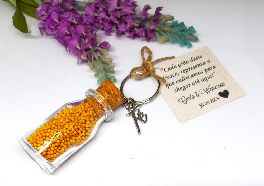 Chaveiro Fé com Grão de Mostarda – Lembrancinha Cristã