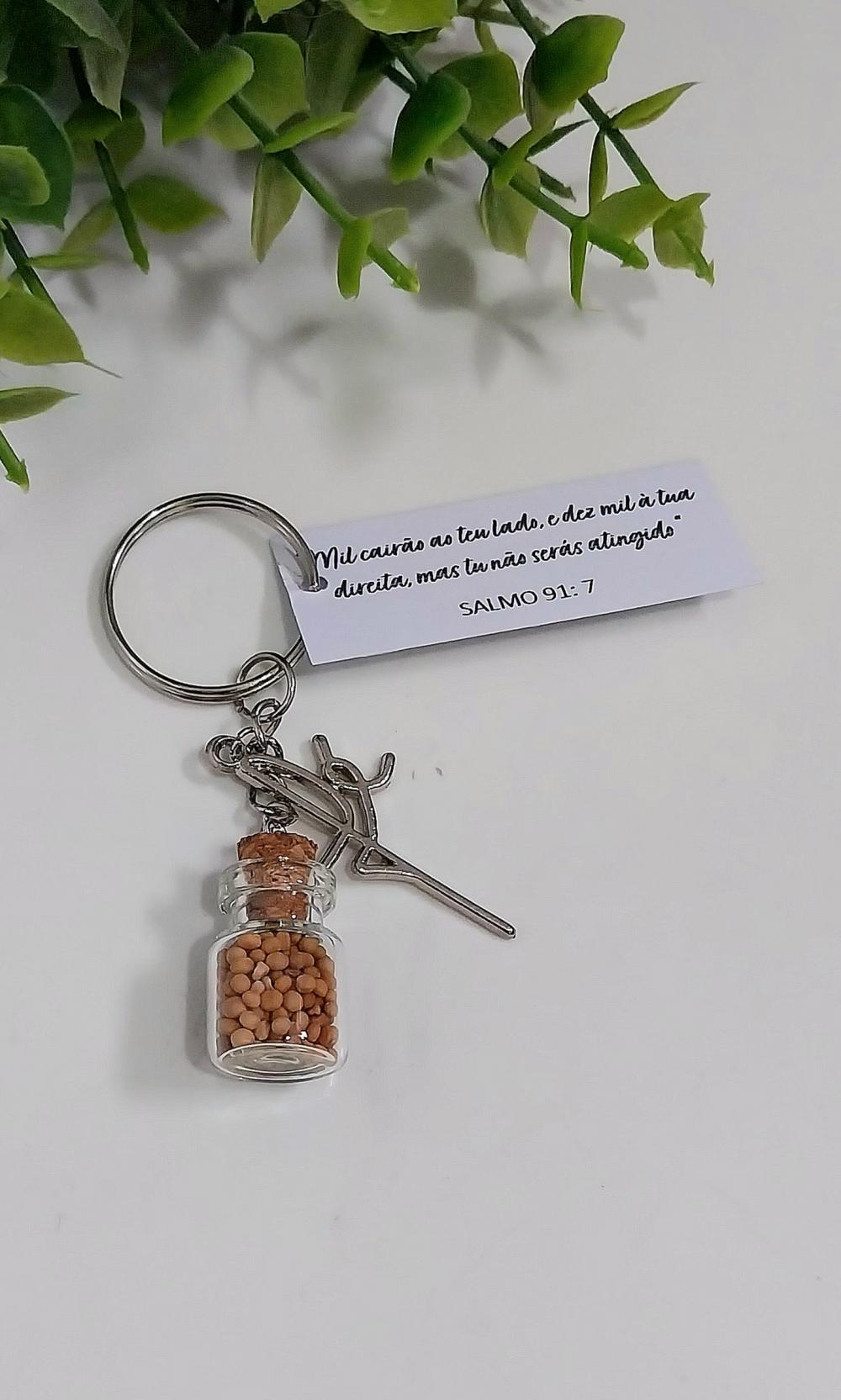 Lembrancinha Chaveiro Fé com Grão de Mostarda