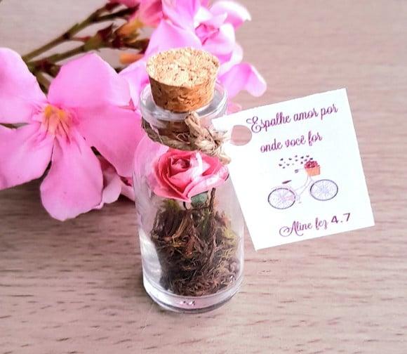Lembrancinha Casamento Aniversário Mini Terrário Rosa Eterna
