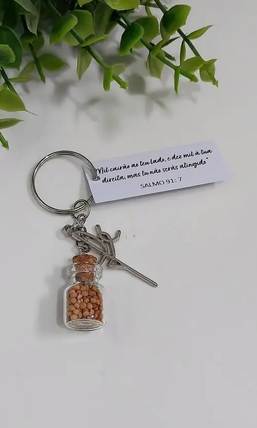 Lembrancinha Chaveiro Fé com Grão de Mostarda
