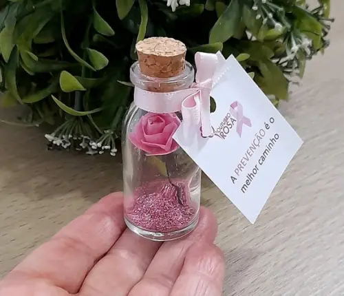 Lembrancinha Casamento Aniversário Rosa com Glitter