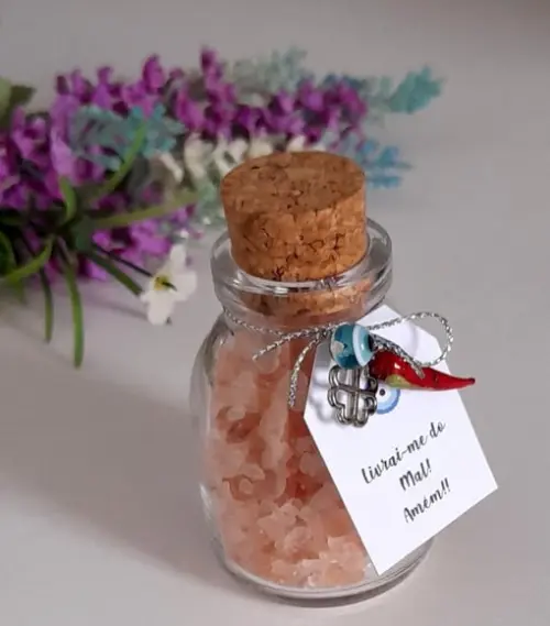 Lembrancinha Casamento Aniversário Sal Grosso Rosa Patuás