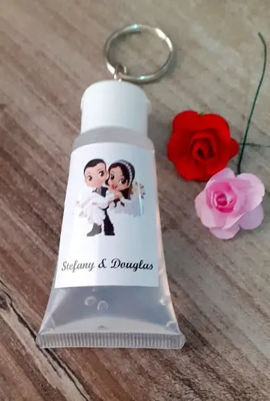 Álcool Gel Chaveiro Casamento