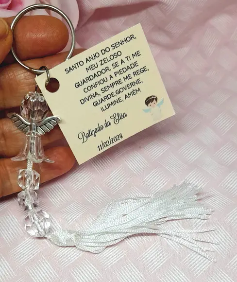 Lembrancinha Batizado Primeira Comunhão Chaveiro Anjinho