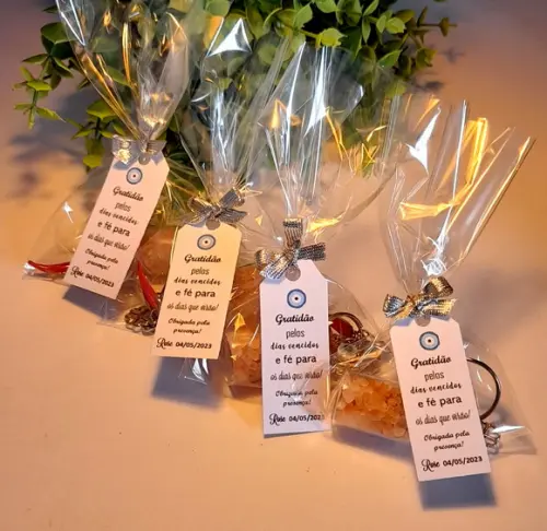 Lembrancinha Casamento Aniversário Chaveiro Patuá Sal Rosa