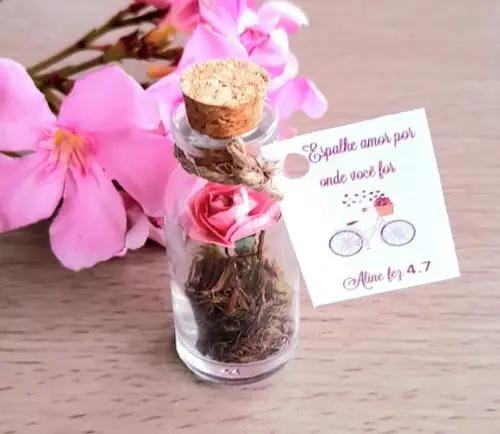 Lembrancinha Casamento Aniversário Mini Terrário Rosa Eterna