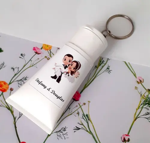 Lembrancinha Chaveiro Álcool Gel Casamento