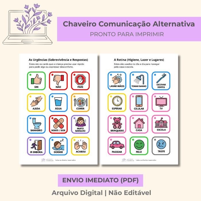 Chaveiro Comunicação Alternativa Autismo TEA – Arquivo Digita