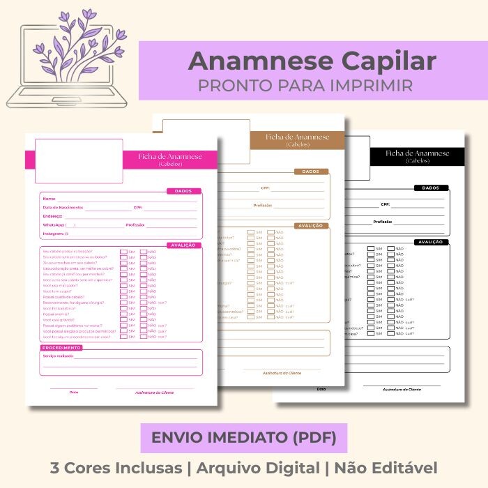 Ficha de Anamnese Capilar Cabeleireiro e Salão – Arquivo Digit