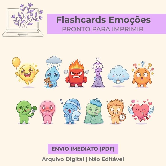 Flashcards Emoções e Sentimentos Autismo TEA – Arquivo Digita