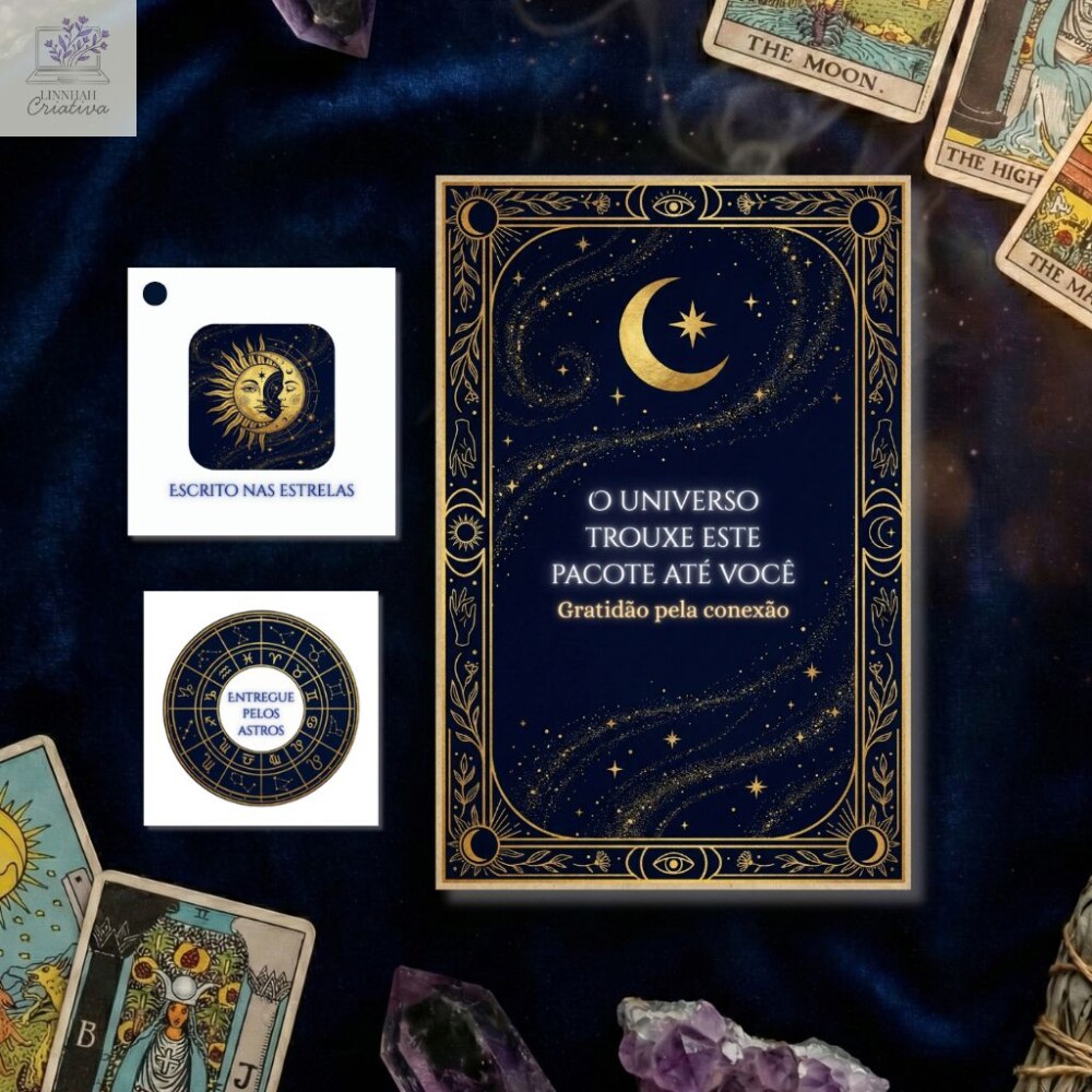 Kit Papelaria Unboxing Astrologia Místico Azul e Ouro – Arquiv