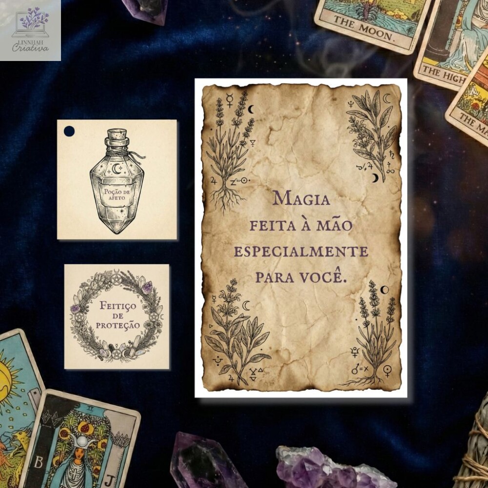 Kit Papelaria Unboxing Witchy Vintage Bruxa Natural – Arquivo D