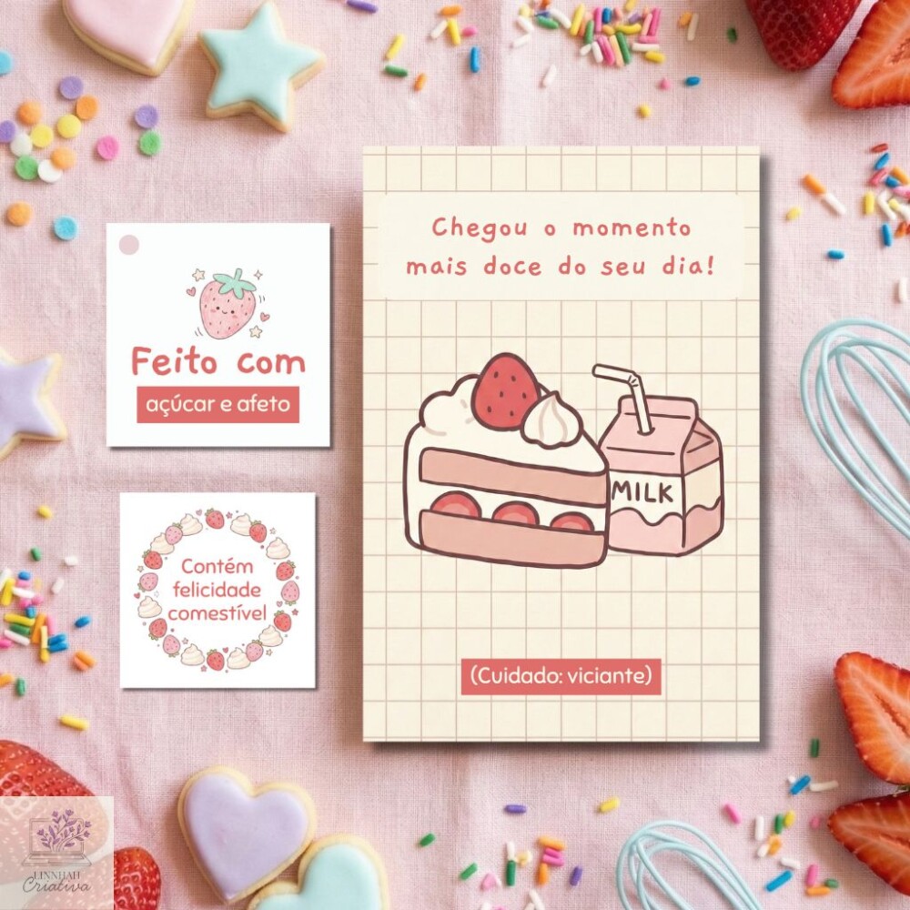 Kit Papelaria Unboxing Confeitaria Minimalista – Tema Korean Ca