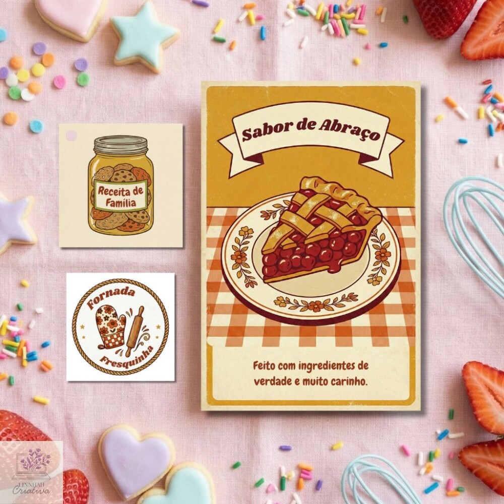 Kit Papelaria Unboxing Confeitaria Afetiva – Tema Retro Comfort