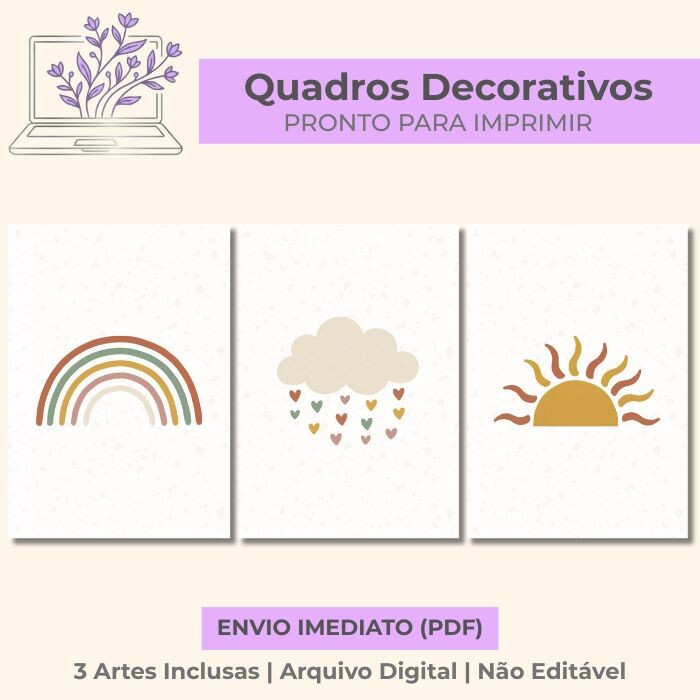 Trio de Quadros Boho Céu – Arquivo Digital PDF
