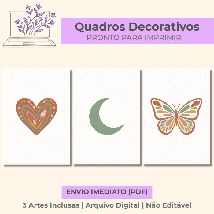 Trio de Quadros Boho Sonhos – Arquivo Digital PDF