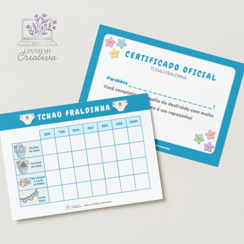 Kit Tabela de Desfralde Menino Tchau Fraldinha – Arquivo Digital PDF